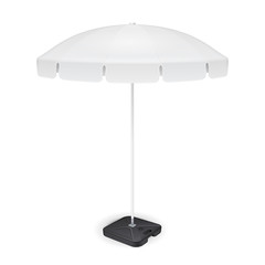 Promotional Square Advertising Outdoor Garden White Umbrella Parasol. Mock Up, Template. Illustration Isolated On White Background. Ready For Your Design. Product Advertising. Vector EPS10 © Denis Semenchenko