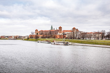 Fantastic night Krakow. The Royal Wawel Castle in Poland