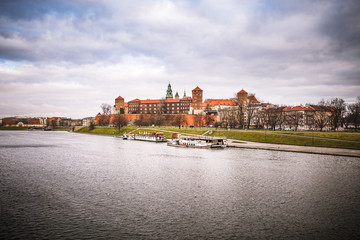 Fantastic night Krakow. The Royal Wawel Castle in Poland