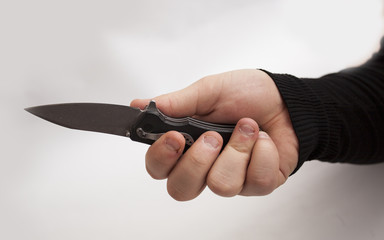 with a knife hand