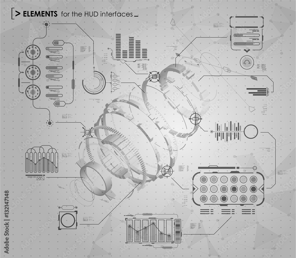 Aufkleber black and white infographic elements. hud ui for business app. futuristic user interface. abstract v