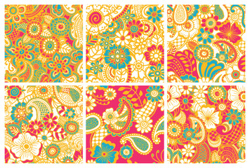 Fototapeta na wymiar Paisley seamless colorful patterns.