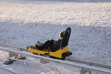 Winter bobsled track in winter