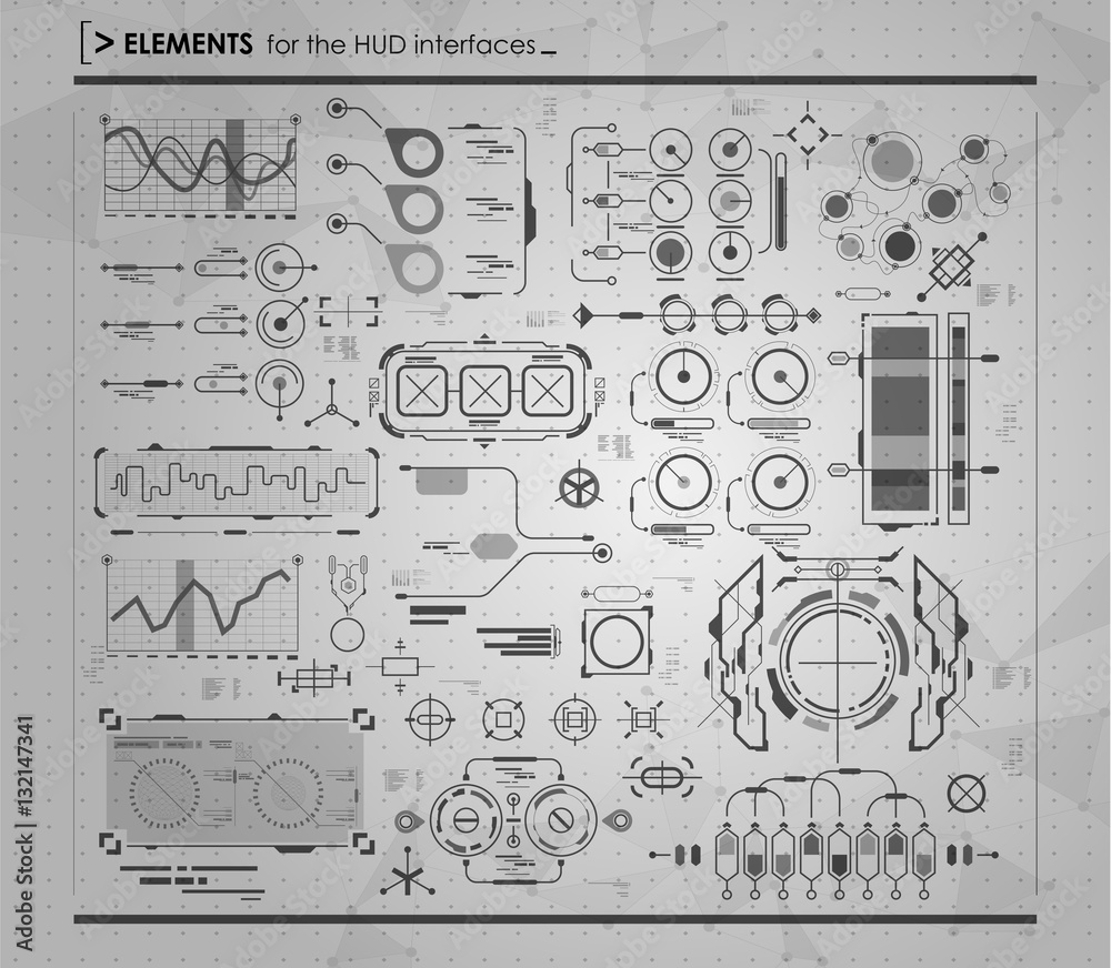 Poster black and white infographic elements. hud ui for business app. futuristic user interface. abstract v