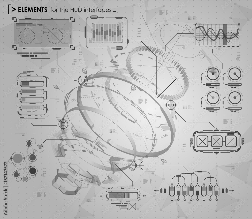 Aufkleber black and white infographic elements. hud ui for business app. futuristic user interface. abstract v