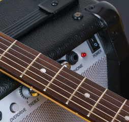Electric guitar on amp