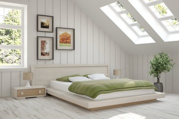 White bedroom. Scandinavian interior design