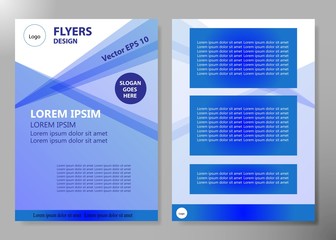 Brochure design template vector. Blue abstract line and square cover book portfolio presentation poster in A4 layout. Flyers report business magazine.