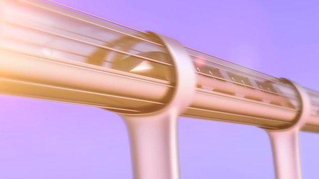 monorail futuristic train in tunnel. 3d rendering