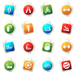 Sport equipment icons set