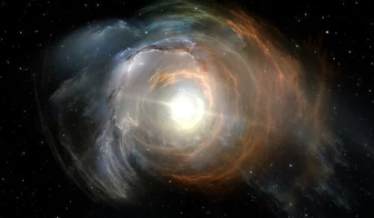 Weltraumhintergrund mit Nebel und Sternen. Der leuchtende Nebel ist der Überrest einer Supernova-Explosion © Peter Jurik