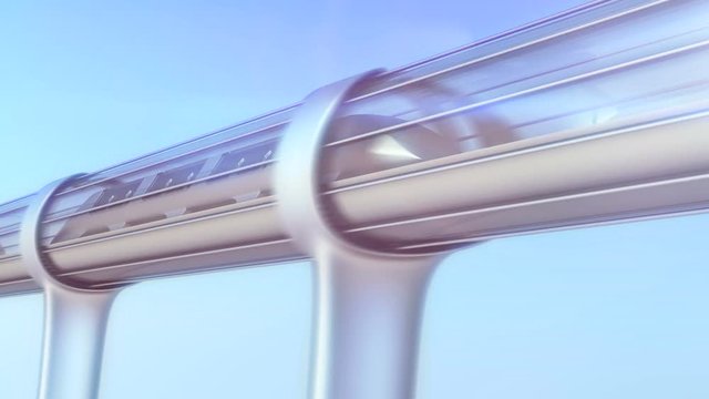 monorail futuristic train in tunnel. 3d rendering
