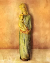 Gordijnen Virgin Mary holding Baby Jesus © vali_111