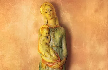 Fotobehang Virgin Mary holding Baby Jesus Detail © vali_111