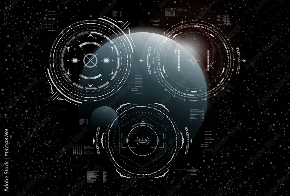 Poster head-up display elements for the spaceship interface. futuristic user interface. hud elements for we