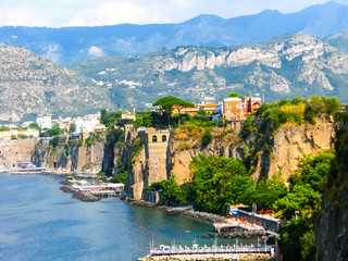 View of the coast in Sorrento, Italy. - obrazy, fototapety, plakaty