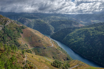 Cloudy autumn landscape in the Ribeira Sacra
