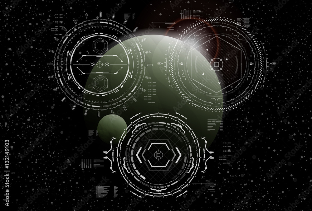 Poster head-up display elements for the spaceship interface. futuristic user interface. hud elements for we