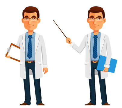 cartoon illustration of a friendly young doctor