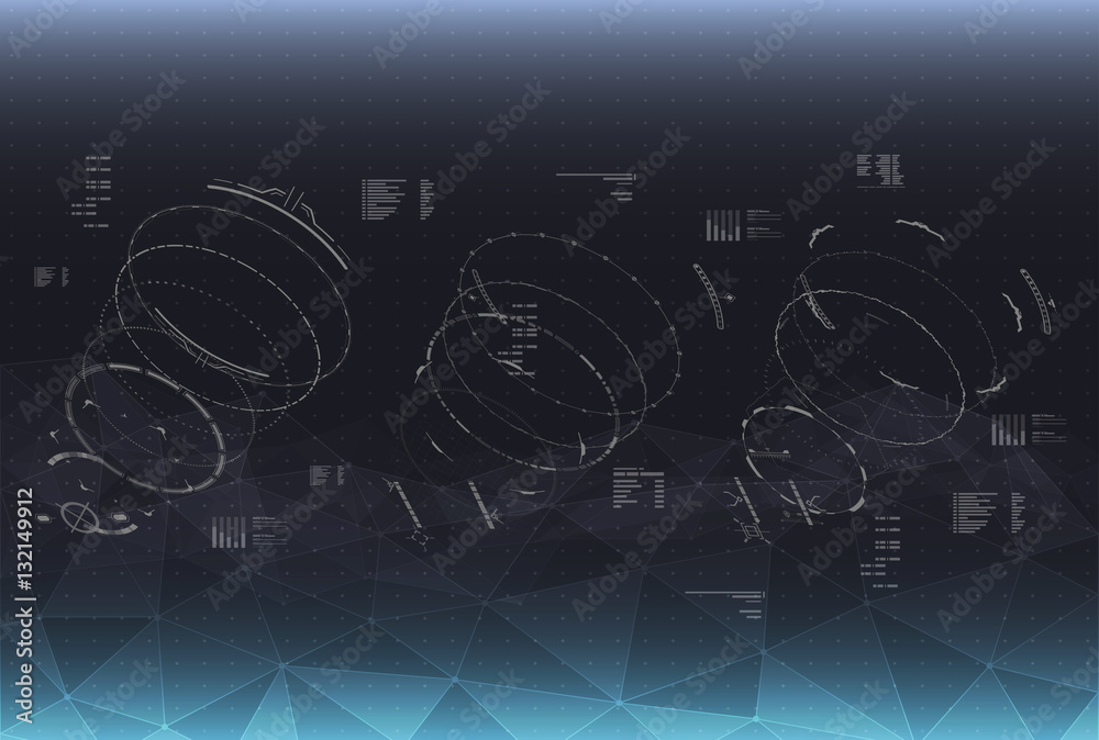 Poster head-up display elements for the spaceship interface. futuristic user interface. hud elements for we