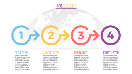 Business infographics. Timeline with 4 steps, circles