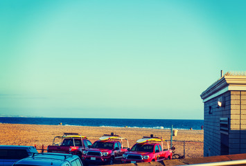 Lifeguard trucks in Newport Beach