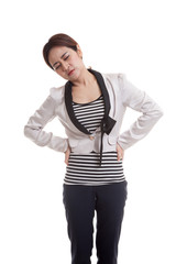 Young Asian business woman got back pain.