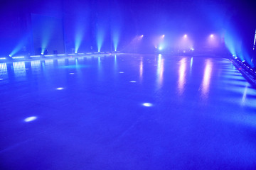ice floor with stage lights for ice dancing