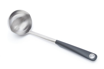 Soup ladle closeup on white background
