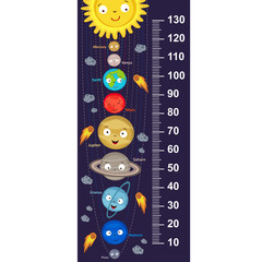 Naklejka premium cute solar system height measure - vector illustration, eps