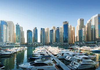 Dubai Marina at sunset, United Arab Emirates