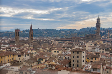 Obraz premium Beautiful aerial view of Florence from the observation platform Duomo, Cathedral Santa Maria del Fiore.