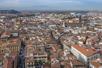 Obraz premium Beautiful aerial view of Florence from the observation platform Duomo, Cathedral Santa Maria del Fiore.