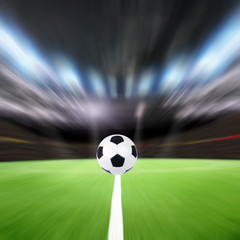 Fototapeta premium Soccer field with green grass and lights