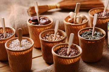 basket with soybeans