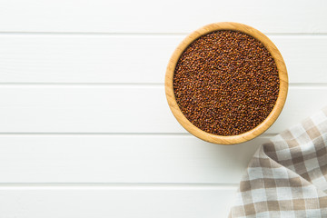 Red quinoa seeds.