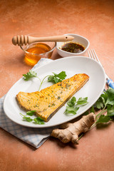 sword fish marinated with soy sauce ginger and honey