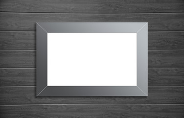 Light box, blank photo frame mock up on wooden panels background