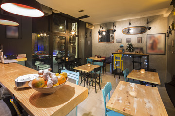 Modern colorful cafe interior