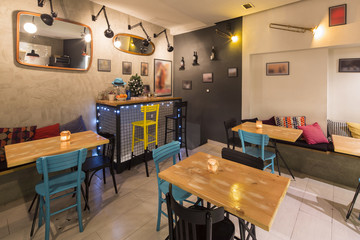 Modern colorful cafe interior