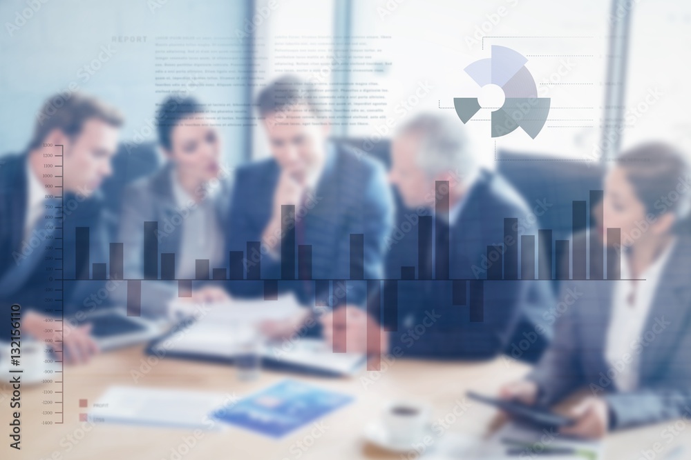 Poster composite image of business interface with graphs and data