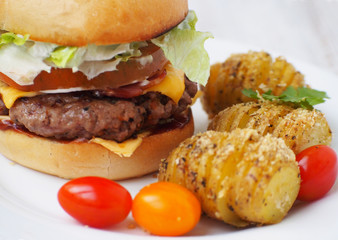 Juicy and yummy hamburger