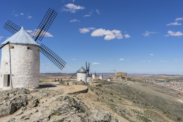 Spanish tourism, White wind mills for grinding wheat. Town of Co