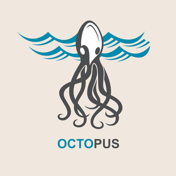 images of octopus and sea waves