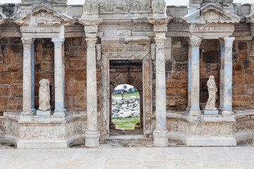 Naklejka premium Hierapolis Theatre. The stage buildings of Hierapolis theatre were constructed in the 2nd century AD and the site is now a UNESCO World Heritage Site.