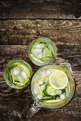 Detox water with cucumber and lemon .