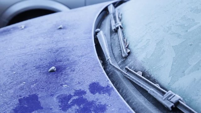Frozen windscreen of a car