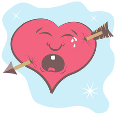 Broken heart emotion with arrow