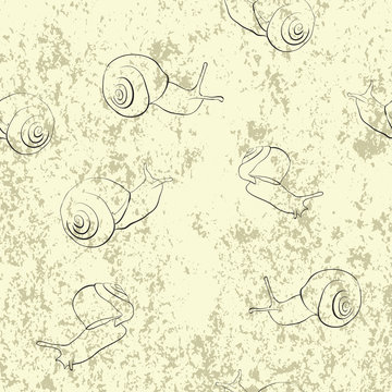 abstract background with sketches of snails seamless pattern