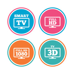 Smart TV mode icon. 3D Television symbol.